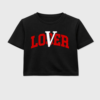 Sneaker match tees – Sneaker Tees To Match Air Jordan 13 University Red Shoes – Loser Lover Varsity Crop T-Shirt Black 2