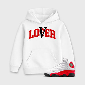 Sneaker match tees – Sneaker Tees To Match Air Jordan 13 University Red Shoes – Loser Lover Varsity Kids T-Shirt White 1