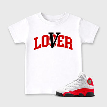 Sneaker match tees – Sneaker Tees To Match Air Jordan 13 University Red Shoes – Loser Lover Varsity Kids T-Shirt White 1