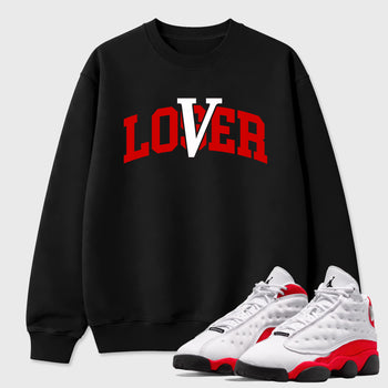 Sneaker match tees – Sneaker Tees To Match Air Jordan 13 University Red Shoes – Loser Lover Varsity Tee Black 1