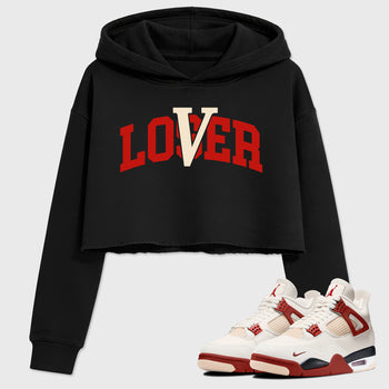 Sneaker match tees – Sneaker Tees To Match Air Jordan 4 Brick After Brick Shoes – Loser Lover Varsity Crop T-Shirt Black 1