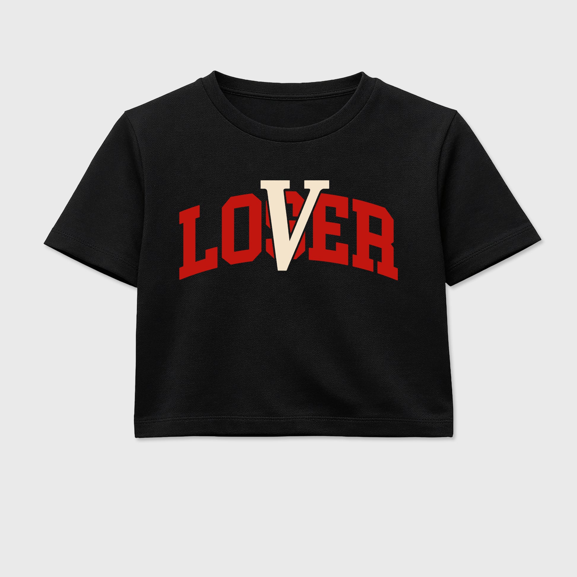 Sneaker match tees – Sneaker Tees To Match Air Jordan 4 Brick After Brick Shoes – Loser Lover Varsity Crop T-Shirt Black 2