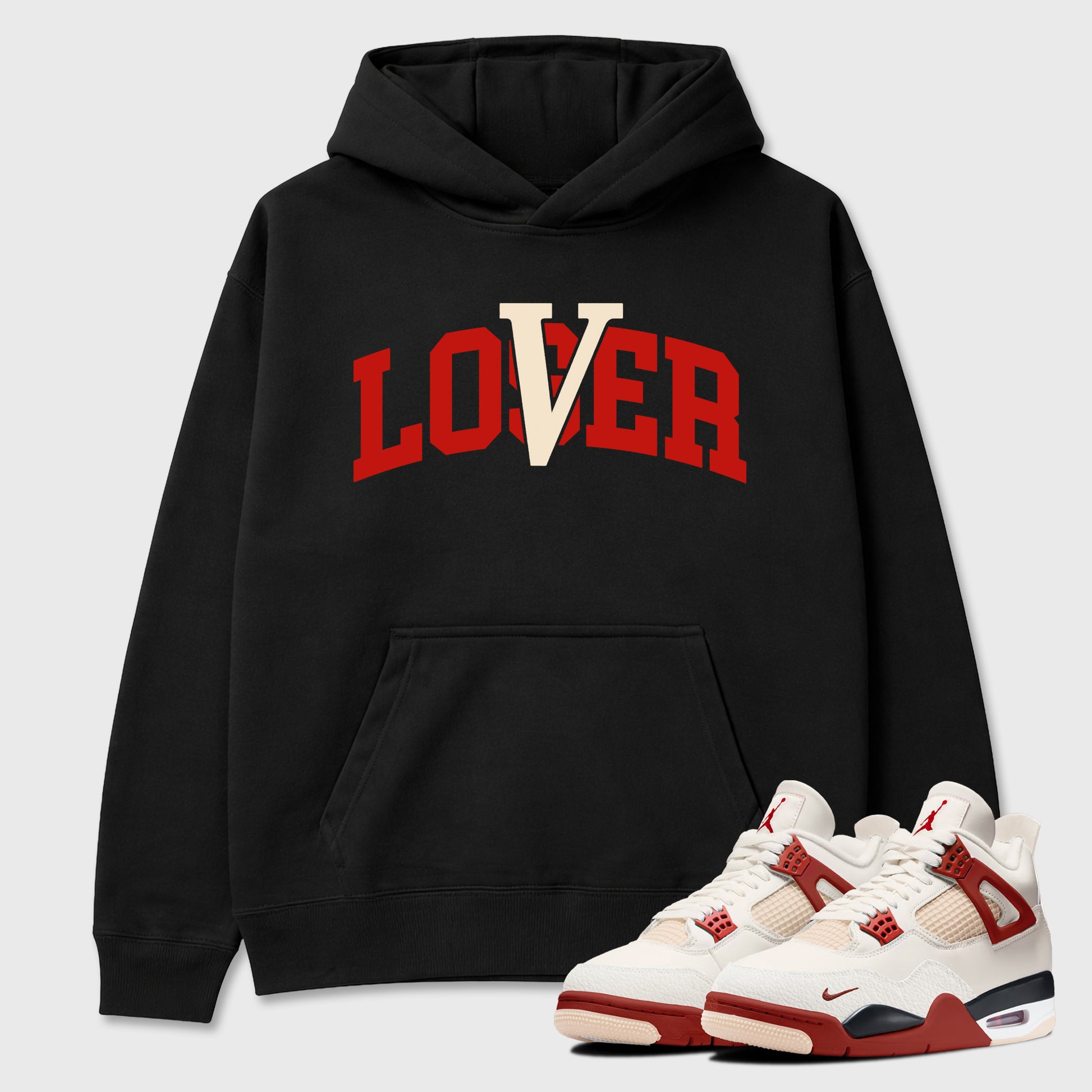 Sneaker match tees – Sneaker Tees To Match Air Jordan 4 Brick After Brick Shoes – Loser Lover Varsity Tee Black 1