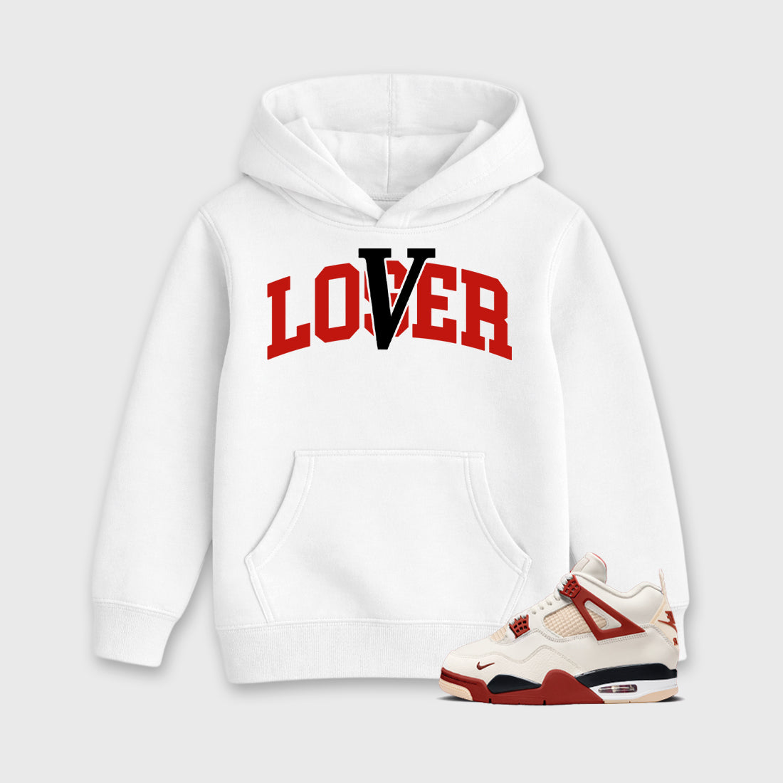 Sneaker match tees – Sneaker Tees To Match Air Jordan 4 Brick After Brick Shoes – Loser Lover Varsity Kids T-Shirt White 1