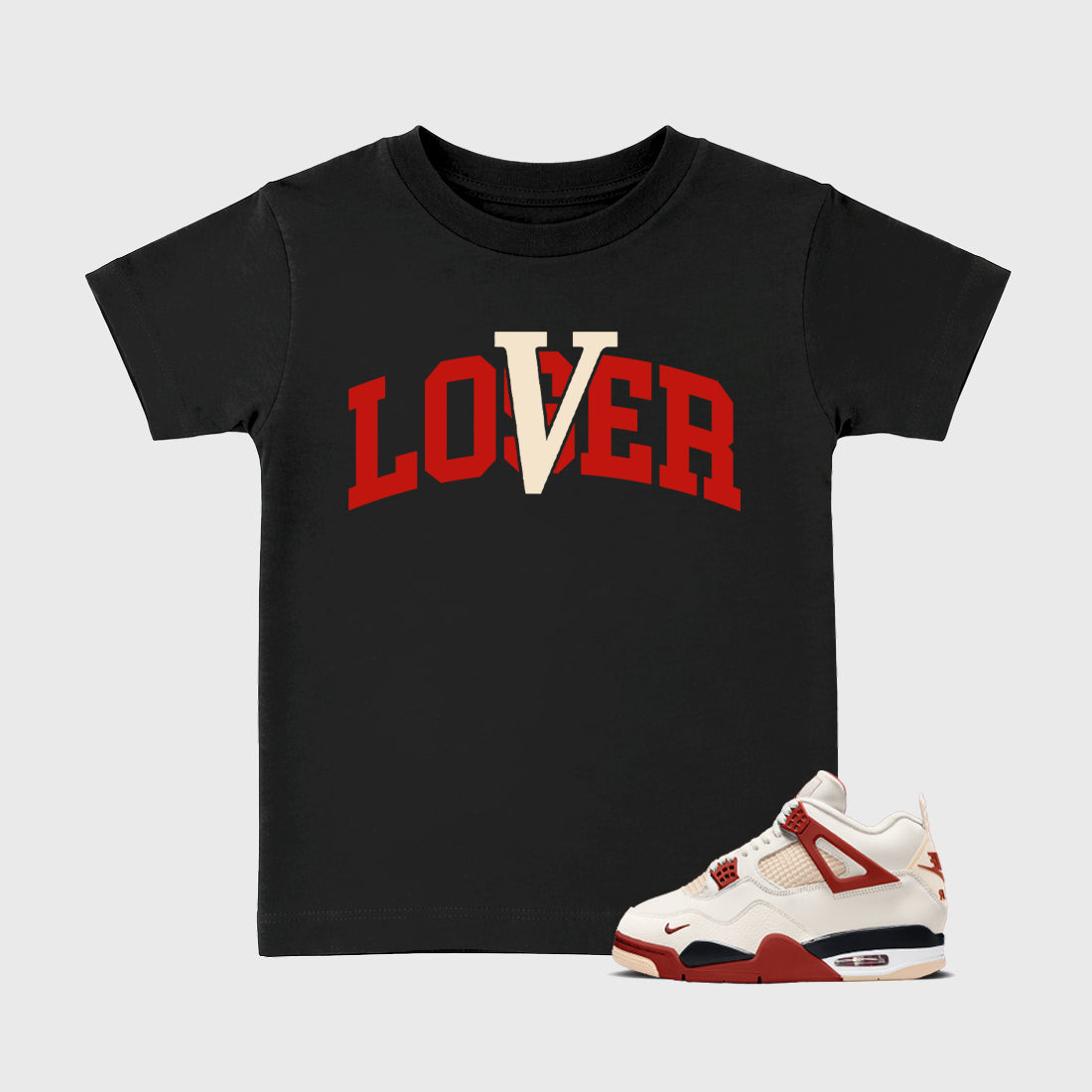 Sneaker match tees – Sneaker Tees To Match Air Jordan 4 Brick After Brick Shoes – Loser Lover Varsity Kids T-Shirt Black 1