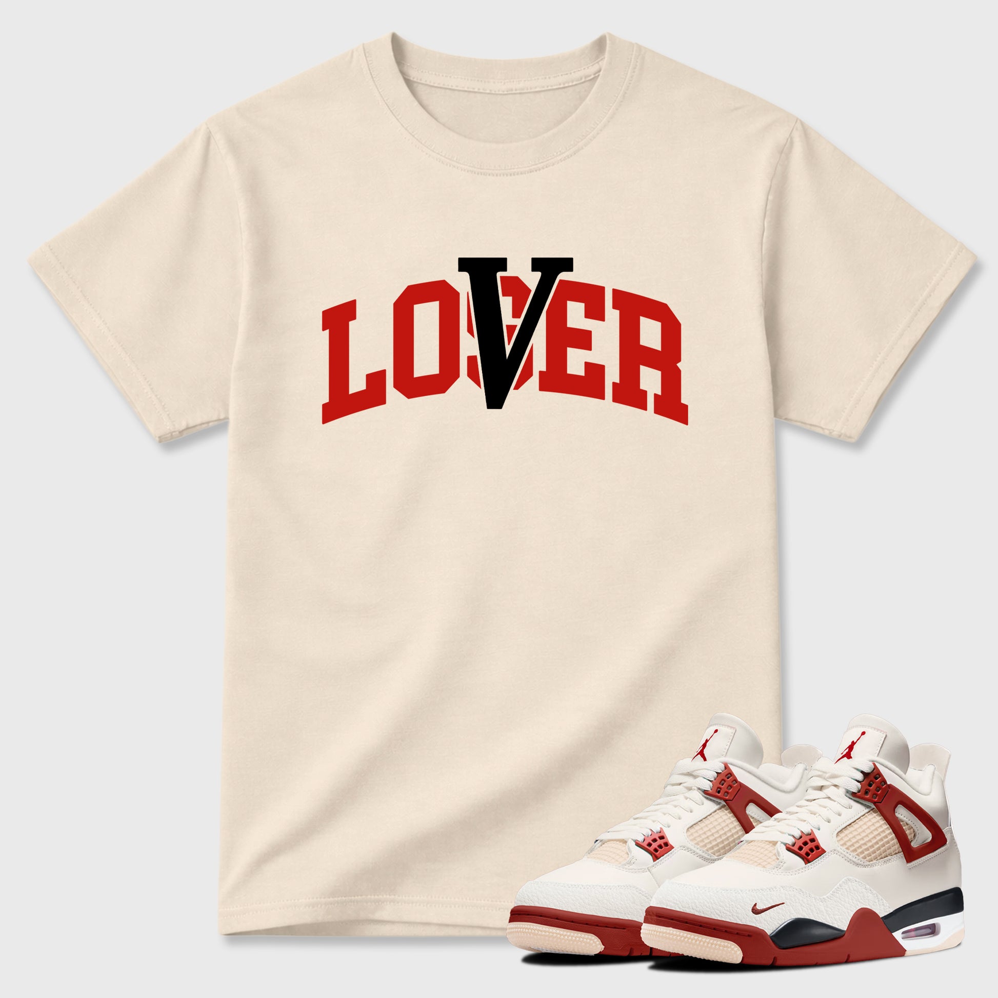 Sneaker match tees – Sneaker Tees To Match Air Jordan 4 Brick After Brick Shoes – Loser Lover Varsity Tee Natural 1