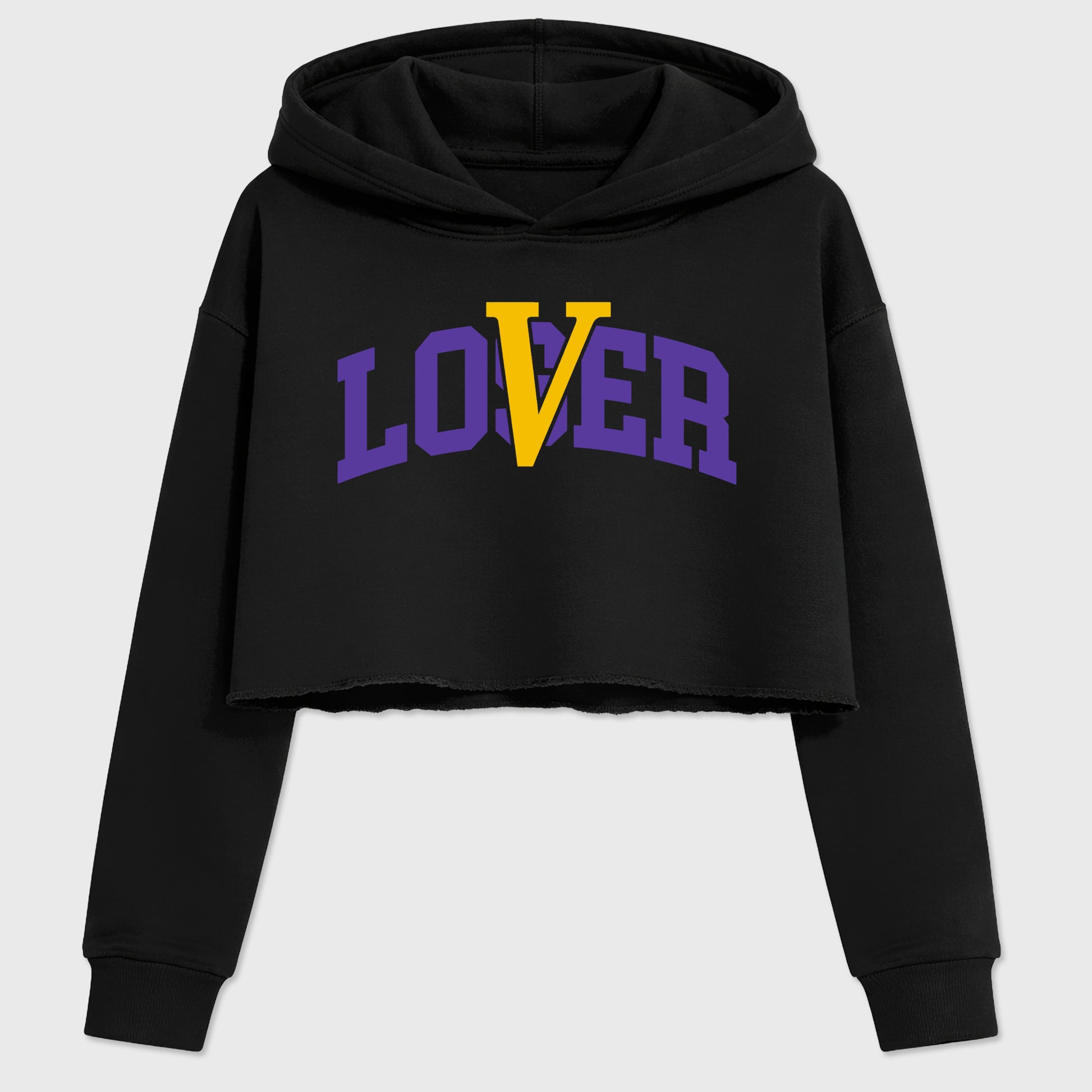 Sneakerfit graphic tee destination – Sneaker Tees To Match Air Jordan 4 Lakeshow Sneakers – Loser Lover Varsity Crop T-Shirt Black 2