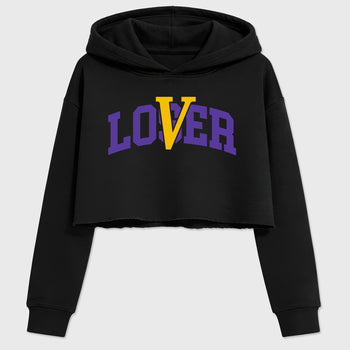 Sneakerfit graphic tee destination – Sneaker Tees To Match Air Jordan 4 Lakeshow Sneakers – Loser Lover Varsity Crop T-Shirt Black 2