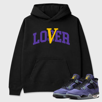Sneakerfit graphic tee destination – Sneaker Tees To Match Air Jordan 4 Lakeshow Sneakers – Loser Lover Varsity Tee Black 1