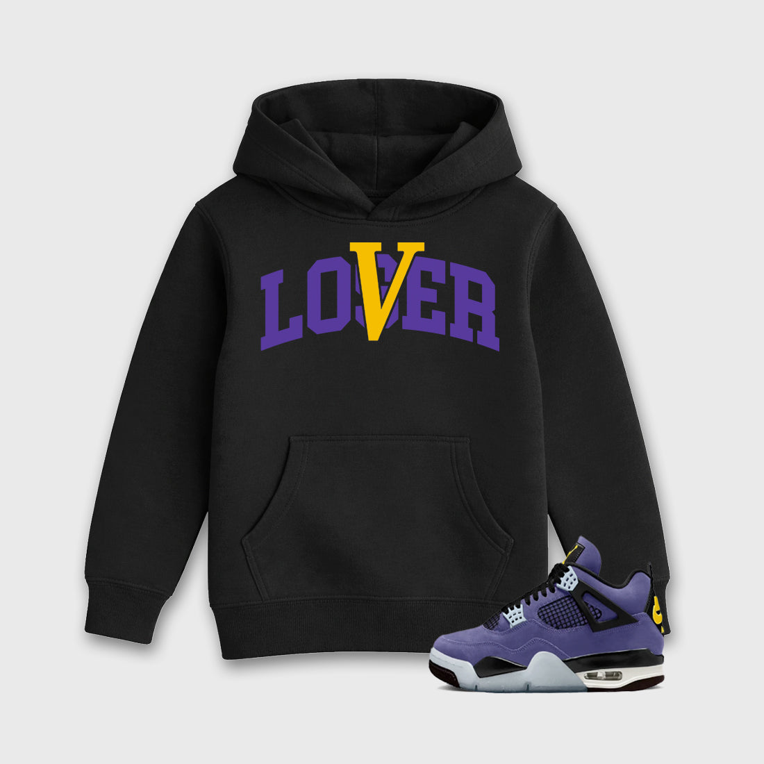 Sneakerfit graphic tee destination – Sneaker Tees To Match Air Jordan 4 Lakeshow Sneakers – Loser Lover Varsity Kids T-Shirt Black 1