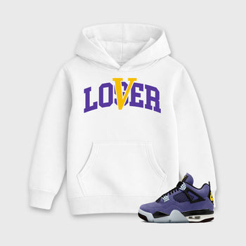 Sneakerfit graphic tee destination – Sneaker Tees To Match Air Jordan 4 Lakeshow Sneakers – Loser Lover Varsity Kids T-Shirt White 1