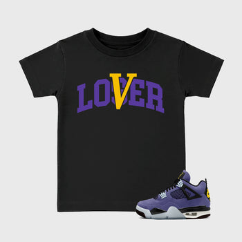 Sneakerfit graphic tee destination – Sneaker Tees To Match Air Jordan 4 Lakeshow Sneakers – Loser Lover Varsity Kids T-Shirt Black 1