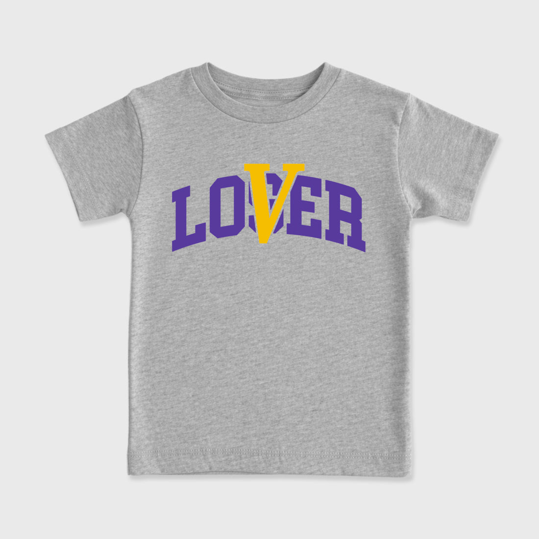 Sneakerfit graphic tee destination – Sneaker Tees To Match Air Jordan 4 Lakeshow Sneakers – Loser Lover Varsity Kids T-Shirt Heather Grey 2