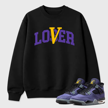 Sneakerfit graphic tee destination – Sneaker Tees To Match Air Jordan 4 Lakeshow Sneakers – Loser Lover Varsity Tee Black 1