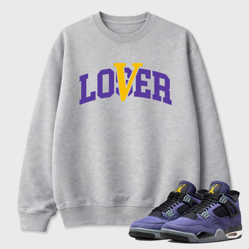 Sneakerfit graphic tee destination – Sneaker Tees To Match Air Jordan 4 Lakeshow Sneakers – Loser Lover Varsity Tee Heather Grey 1