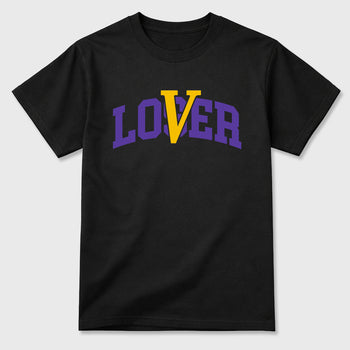Sneakerfit graphic tee destination – Sneaker Tees To Match Air Jordan 4 Lakeshow Sneakers – Loser Lover Varsity Tee Black 2