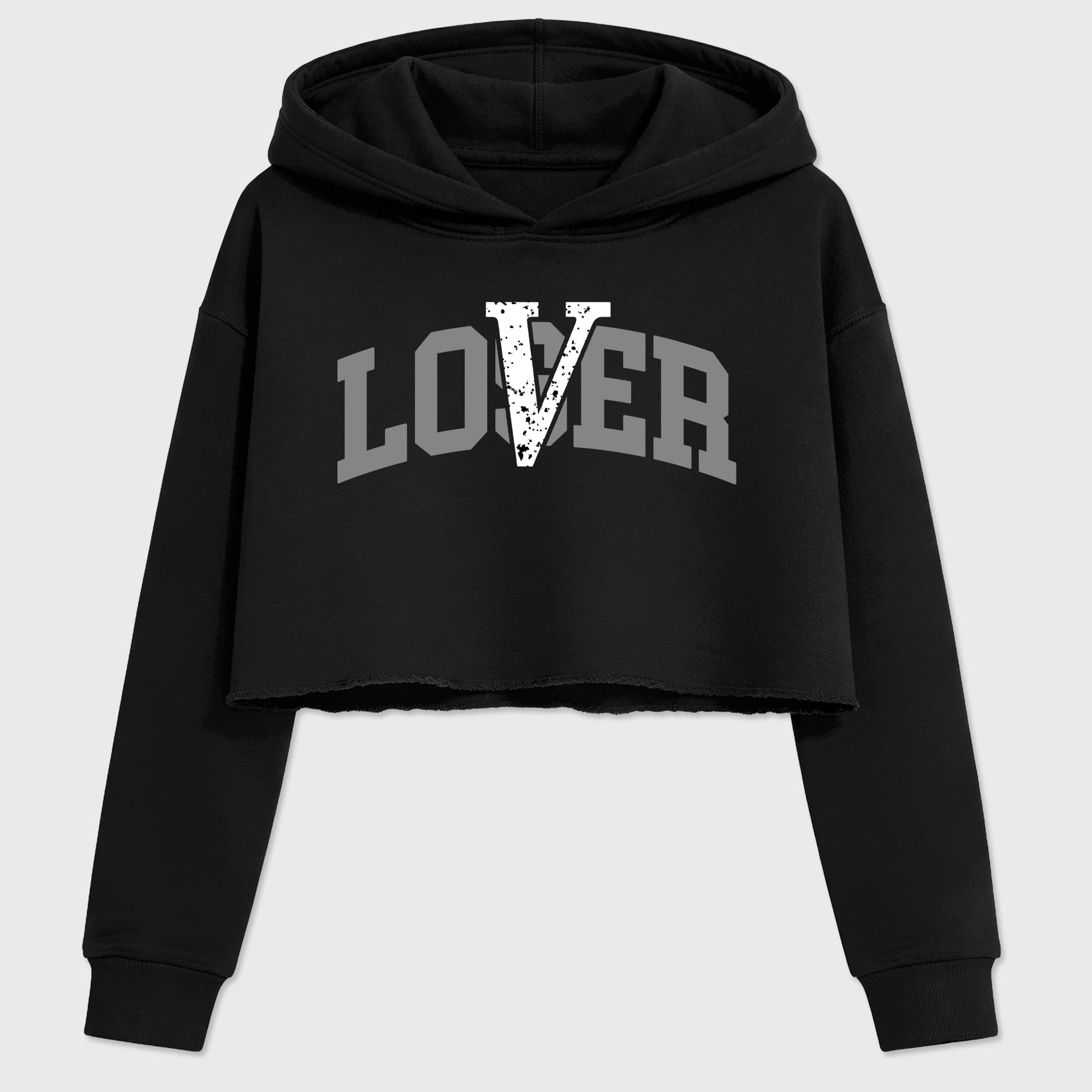 Sneaker match tees – Sneaker Tees To Match Air Jordan 5 Wolf Grey Shoes – Loser Lover Varsity Crop T-Shirt Black 2