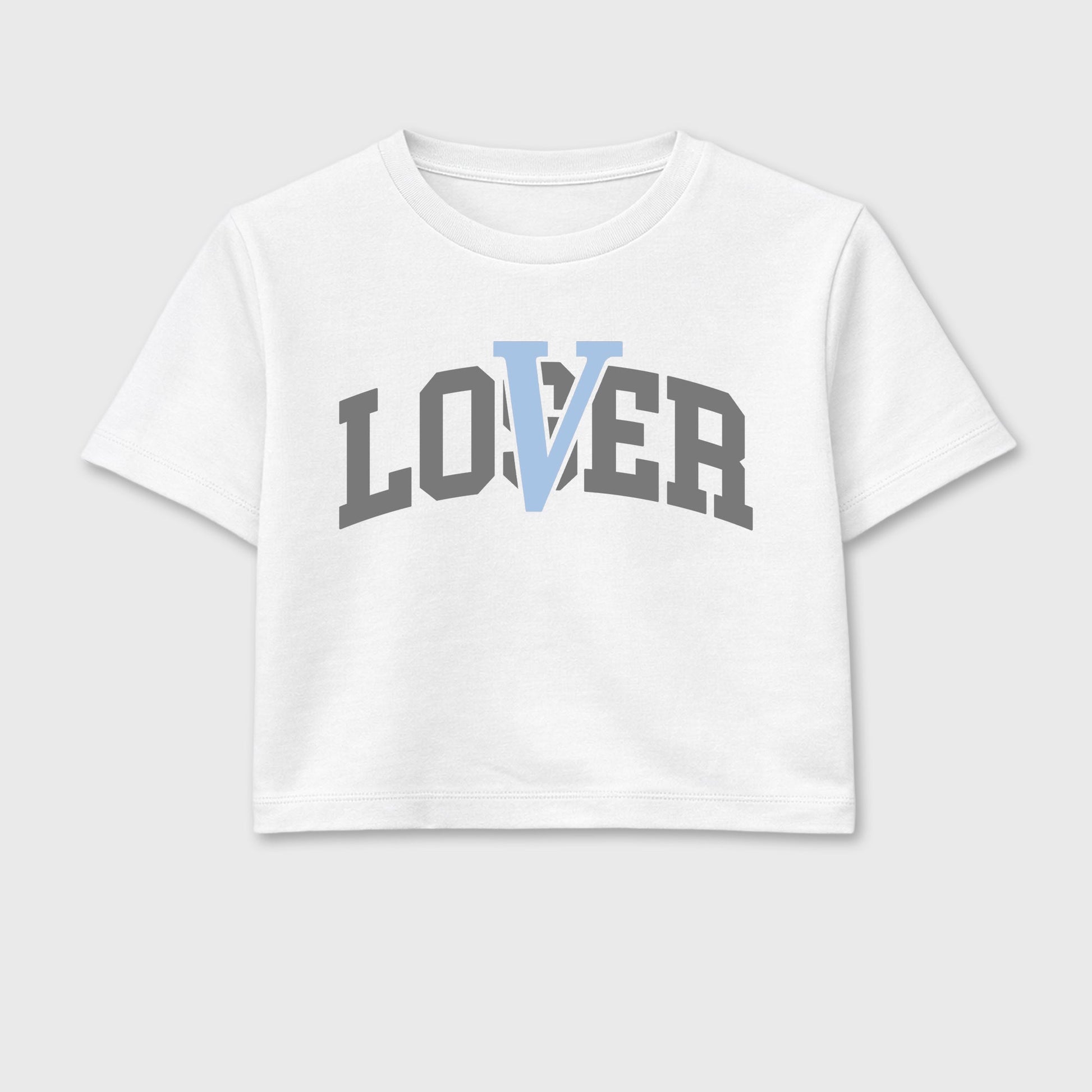 Sneaker match tees – Sneaker Tees To Match Air Jordan 5 Wolf Grey Shoes – Loser Lover Varsity Crop T-Shirt White 2