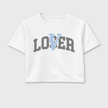 Sneaker match tees – Sneaker Tees To Match Air Jordan 5 Wolf Grey Shoes – Loser Lover Varsity Crop T-Shirt White 2