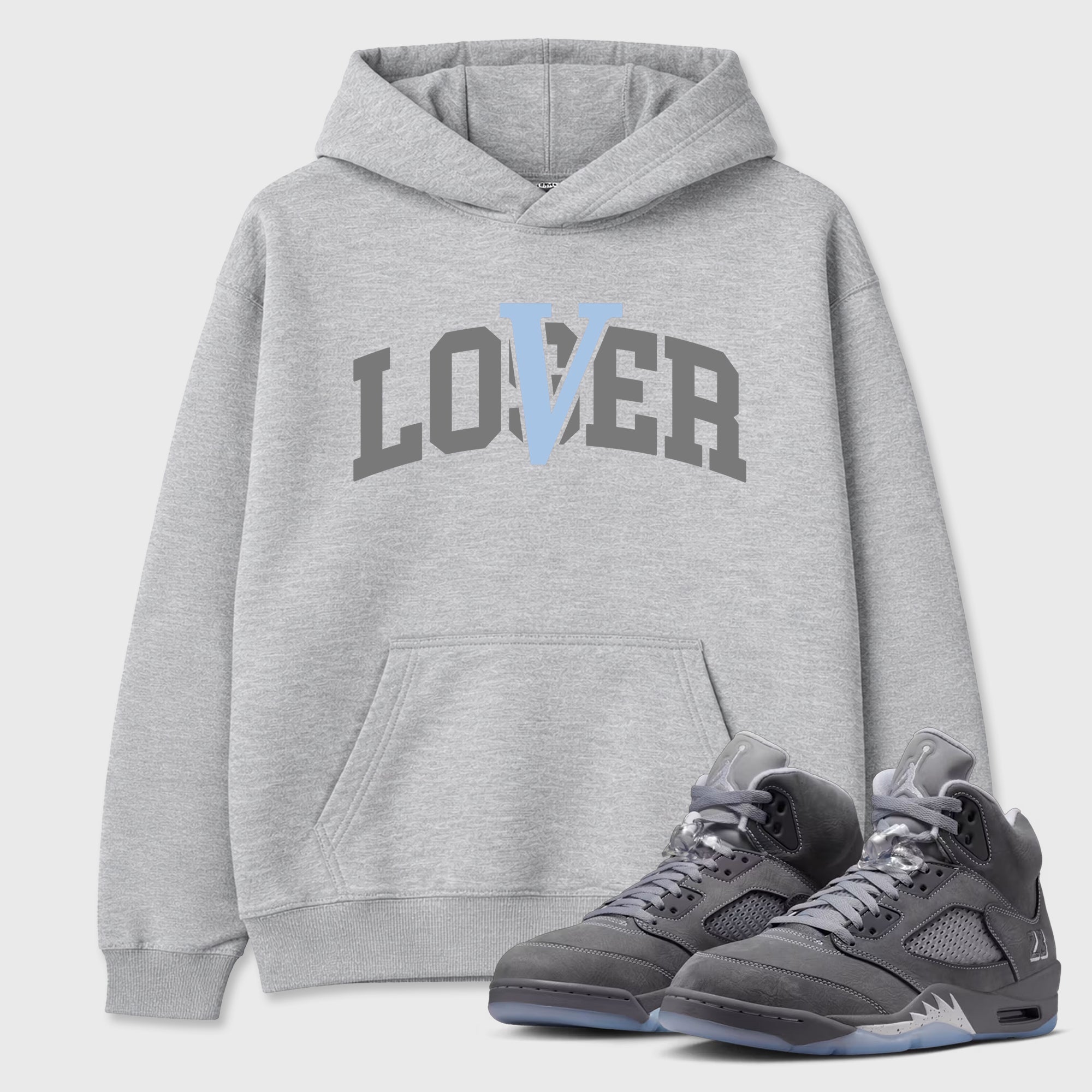Sneaker match tees – Sneaker Tees To Match Air Jordan 5 Wolf Grey Shoes – Loser Lover Varsity Tee Heather Grey 1