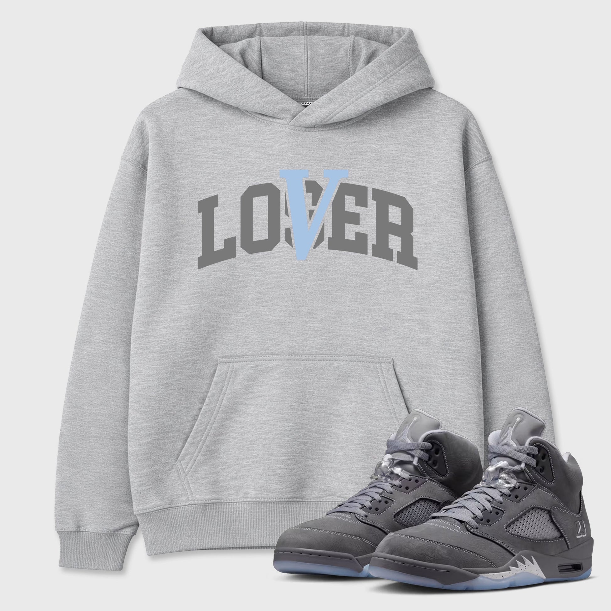 Sneaker match tees – Sneaker Tees To Match Air Jordan 5 Wolf Grey Shoes – Loser Lover Varsity Tee Heather Grey 1
