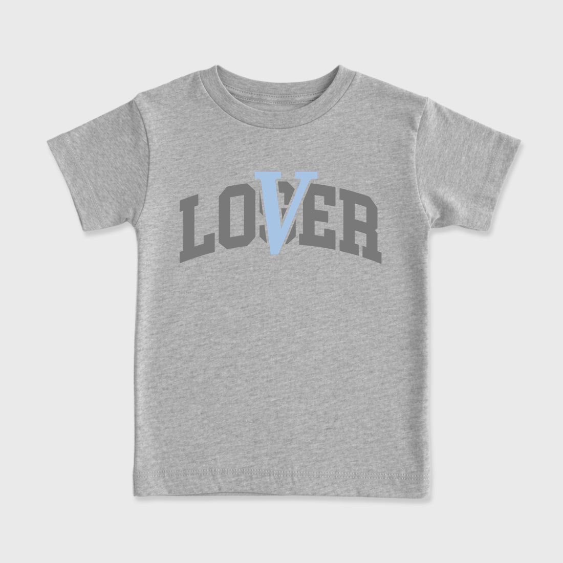 Sneaker match tees – Sneaker Tees To Match Air Jordan 5 Wolf Grey Shoes – Loser Lover Varsity Kids T-Shirt Heather Grey 2