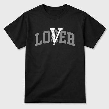 Sneaker match tees – Sneaker Tees To Match Air Jordan 5 Wolf Grey Shoes – Loser Lover Varsity Tee Black 2
