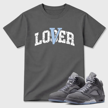 Sneaker match tees – Sneaker Tees To Match Air Jordan 5 Wolf Grey Shoes – Loser Lover Varsity Tee Cool Grey 1