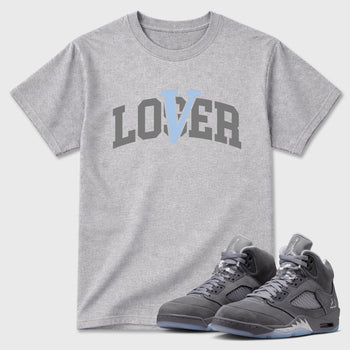 Sneaker match tees – Sneaker Tees To Match Air Jordan 5 Wolf Grey Shoes – Loser Lover Varsity Tee Heather Grey 1