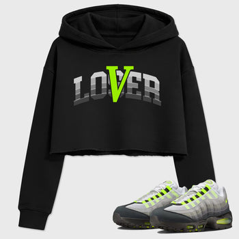 Sneaker match tees – Sneaker Tees To Match Air Max 95 Neon Yellow Shoes – Loser Lover Varsity Crop T-Shirt Black 1