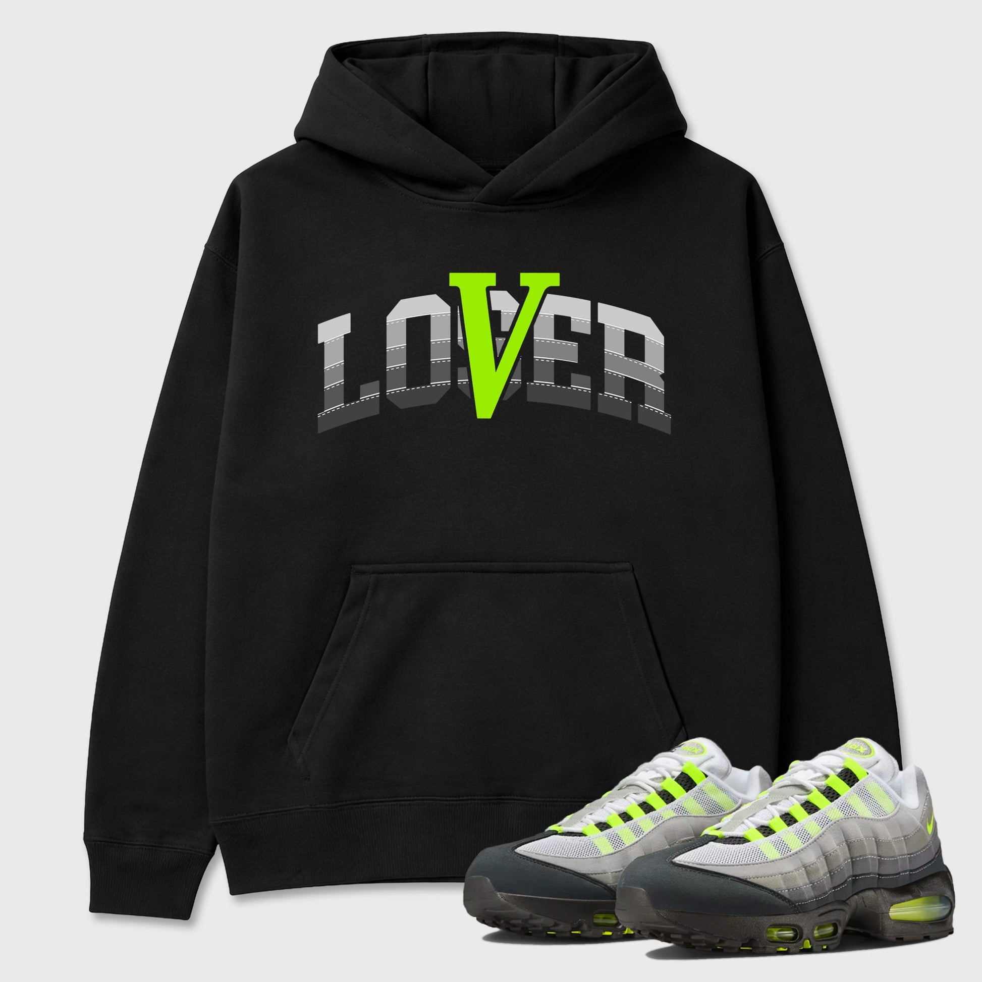 Sneaker match tees – Sneaker Tees To Match Air Max 95 Neon Yellow Shoes – Loser Lover Varsity Tee Black 1