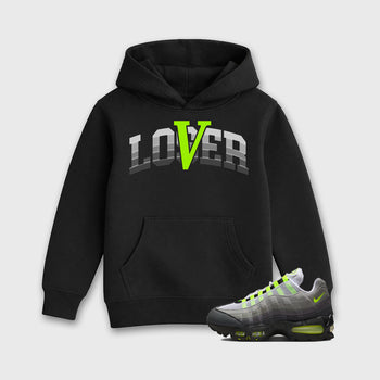 Sneaker match tees – Sneaker Tees To Match Air Max 95 Neon Yellow Shoes – Loser Lover Varsity Kids T-Shirt Black 1