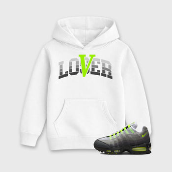 Sneaker match tees – Sneaker Tees To Match Air Max 95 Neon Yellow Shoes – Loser Lover Varsity Kids T-Shirt White 1