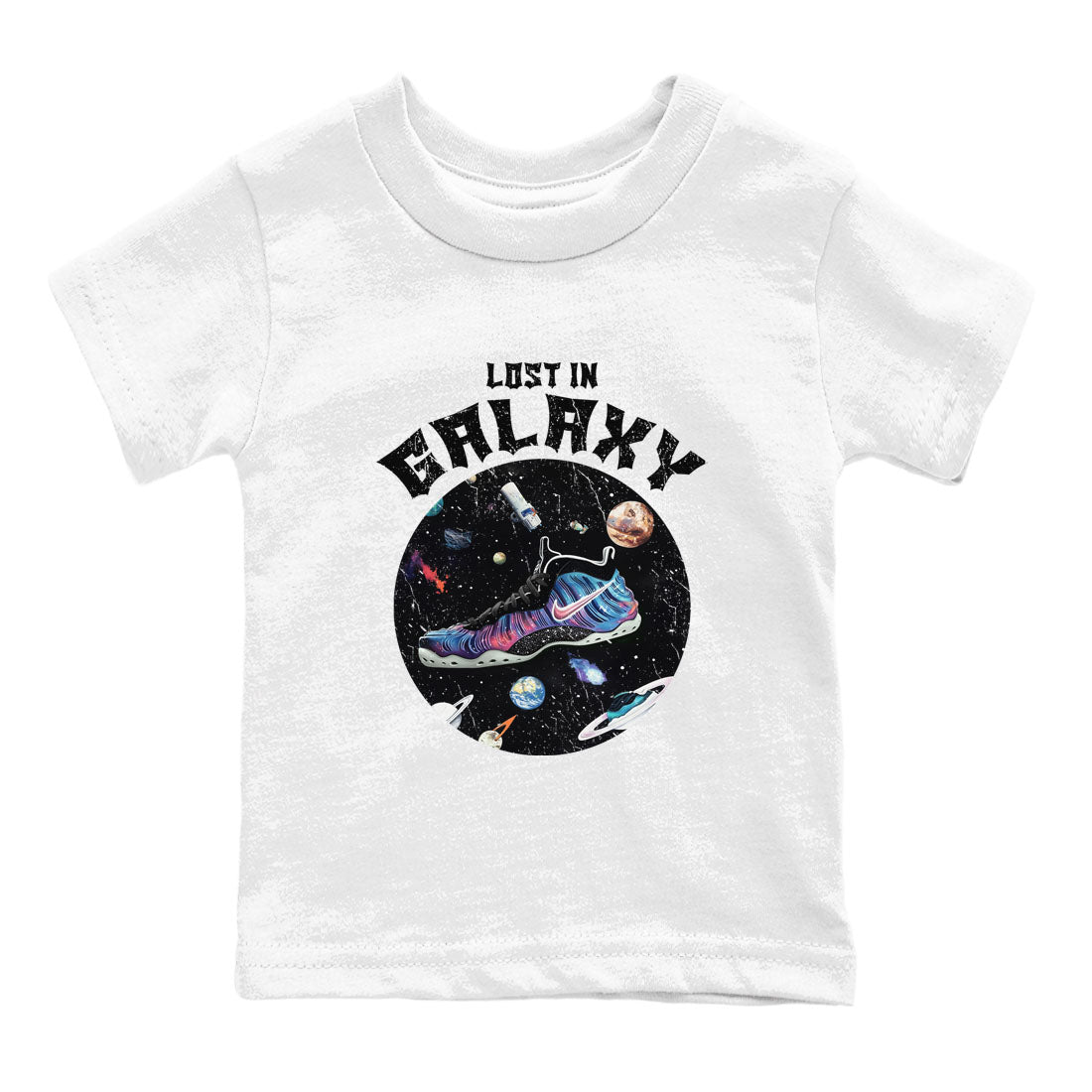 Foams One Galaxy shirts to match jordans Lost In Galaxy best t shirts to wear with jordans Air Foamposite One Galaxy match shoes to clothes SNRT Sneaker Tees Youth Baby White 2 tee