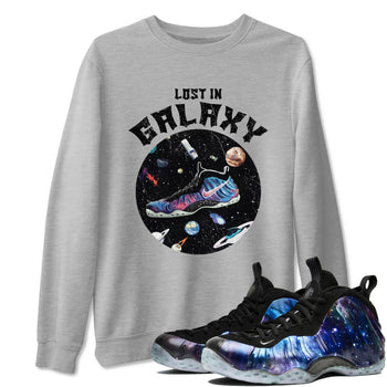 Foams One Galaxy shirts to match jordans Lost In Galaxy best t shirts to wear with jordans Air Foamposite One Galaxy match shoes to clothes SNRT Sneaker Tees unisex cotton Heather Grey 1 shirts