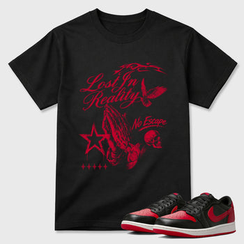 Sneaker match tees – Sneaker Tees To Match Air Jordan 1 Banned Shoes – Lost in Reality Tee Black 1