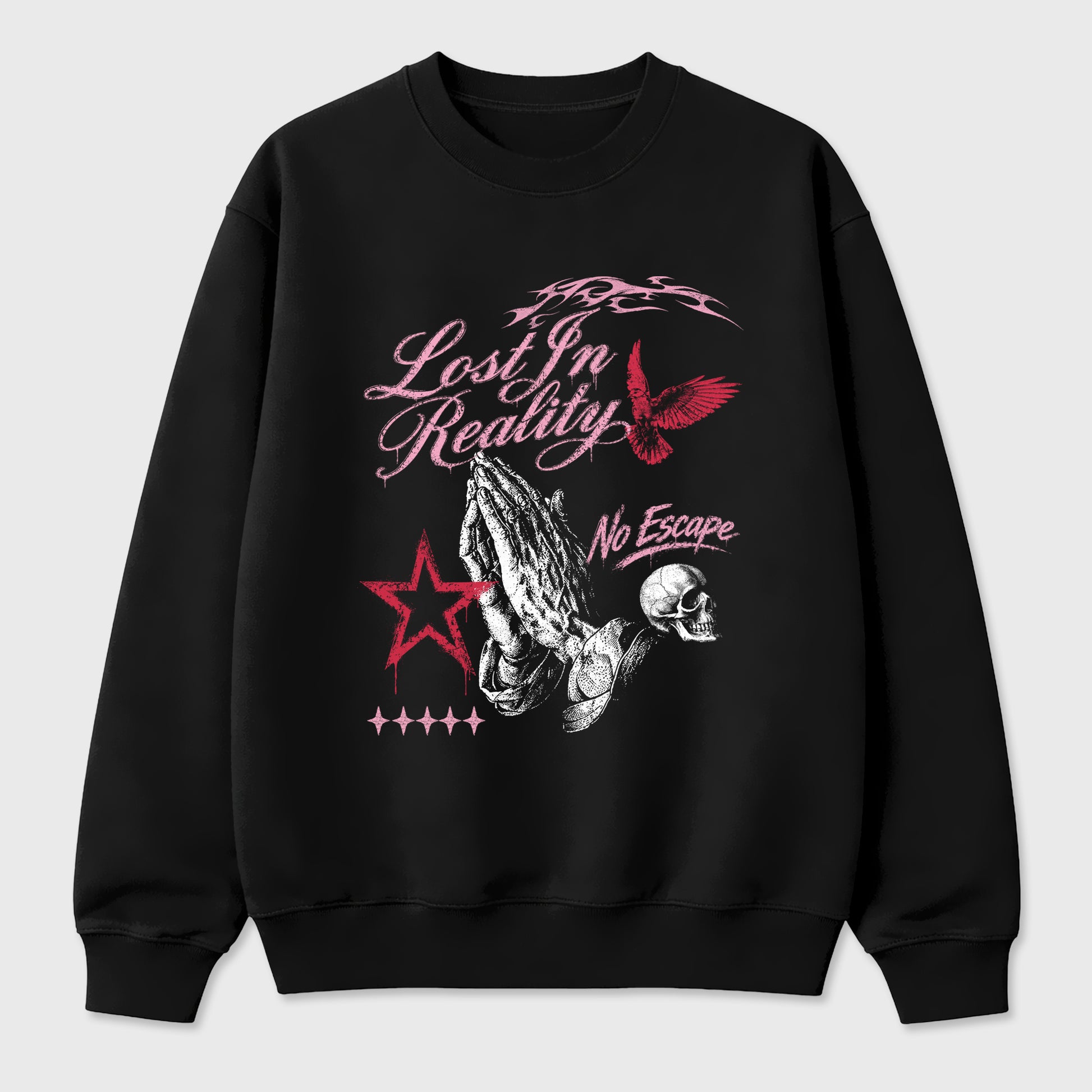 Lost in Reality Graphic T-Shirt sneaker match tee designed for the Air Jordan 1 Travis Scott Tropical Pink, featuring coordinated color options for a perfect streetwear match. Black 2 shirt.