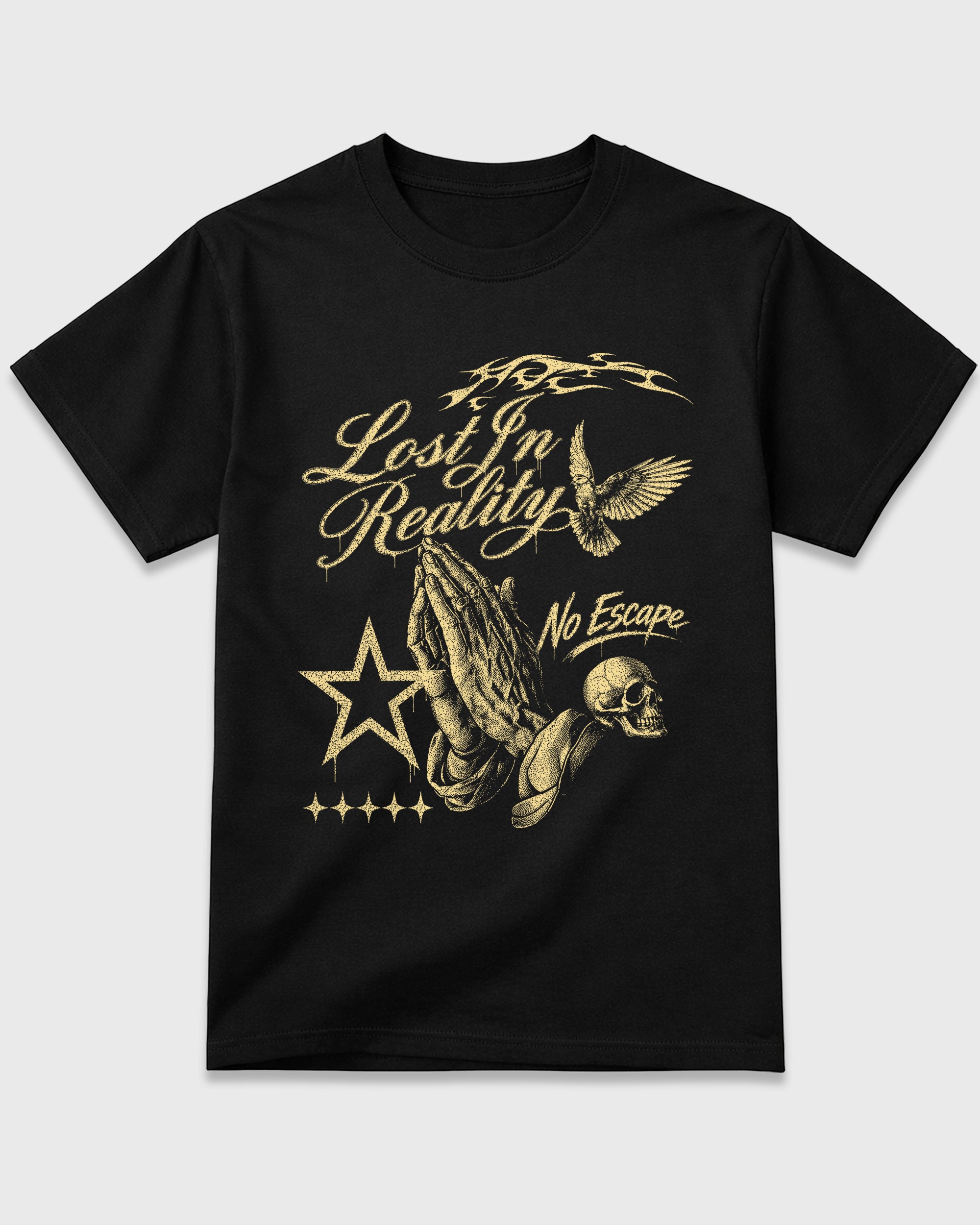 Lost in Reality Graphic T-Shirt featuring original streetwear artwork designed to match the Air Jordan 4 X J Balvin 'Amazonas'. Black 2 Graphic T-Shirt.