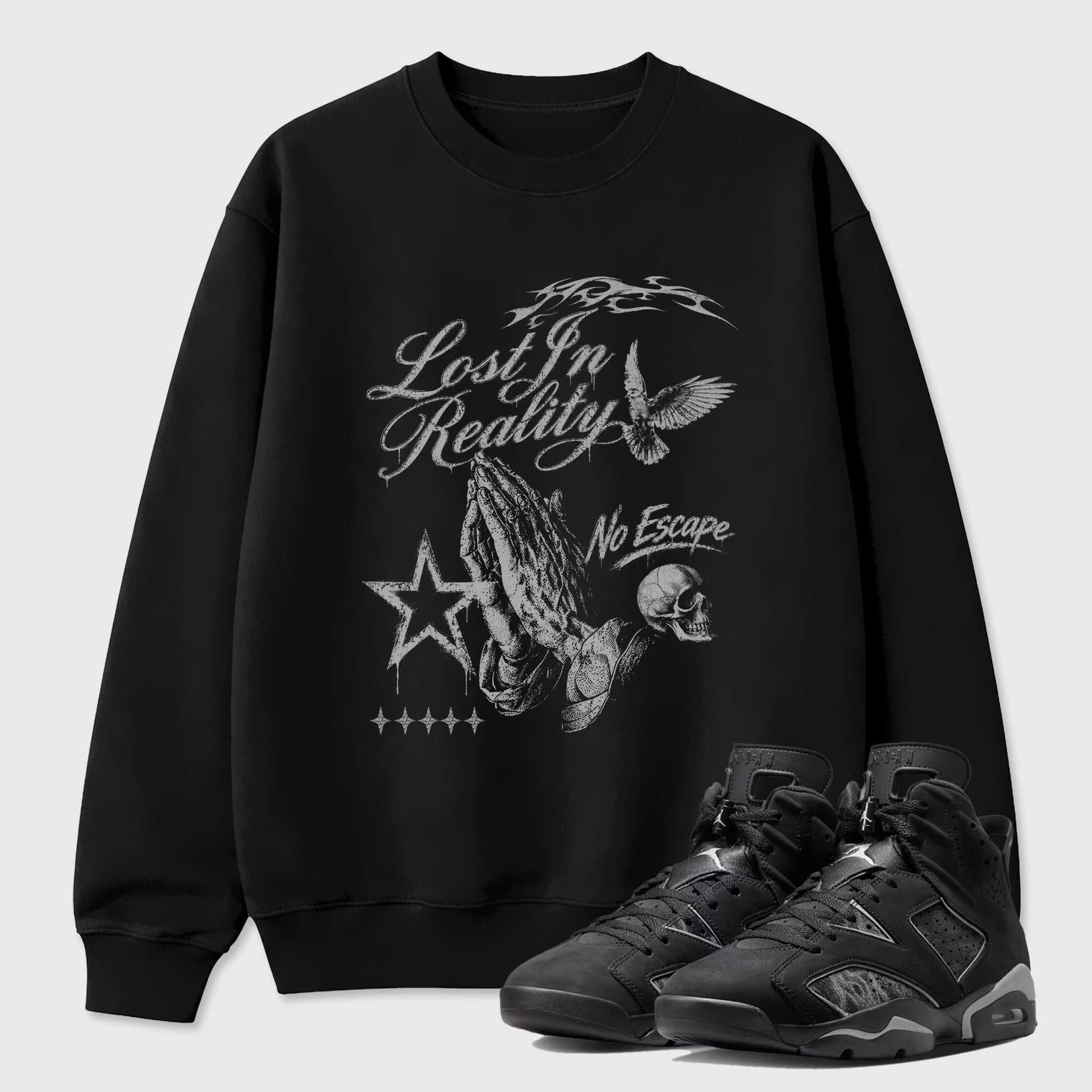 Sneaker match tees – Sneaker Tees To Match Air Jordan 6 Cap and Gown Shoes – Lost in Reality Tee Black 1