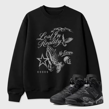 Sneaker match tees – Sneaker Tees To Match Air Jordan 6 Cap and Gown Shoes – Lost in Reality Tee Black 1