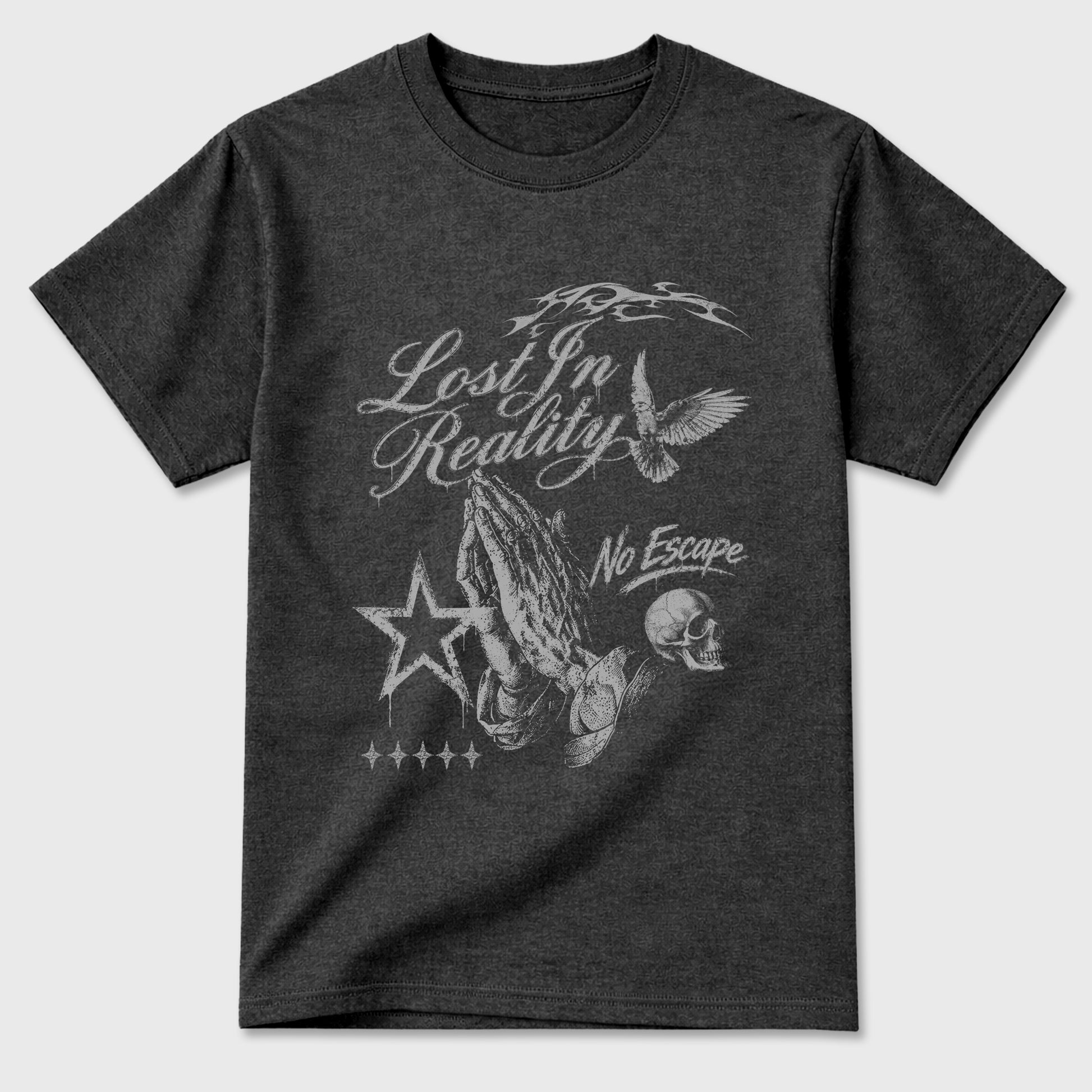 Sneaker match tees – Sneaker Tees To Match Air Jordan 6 Cap and Gown Shoes – Lost in Reality Tee Charcoal Heather 2