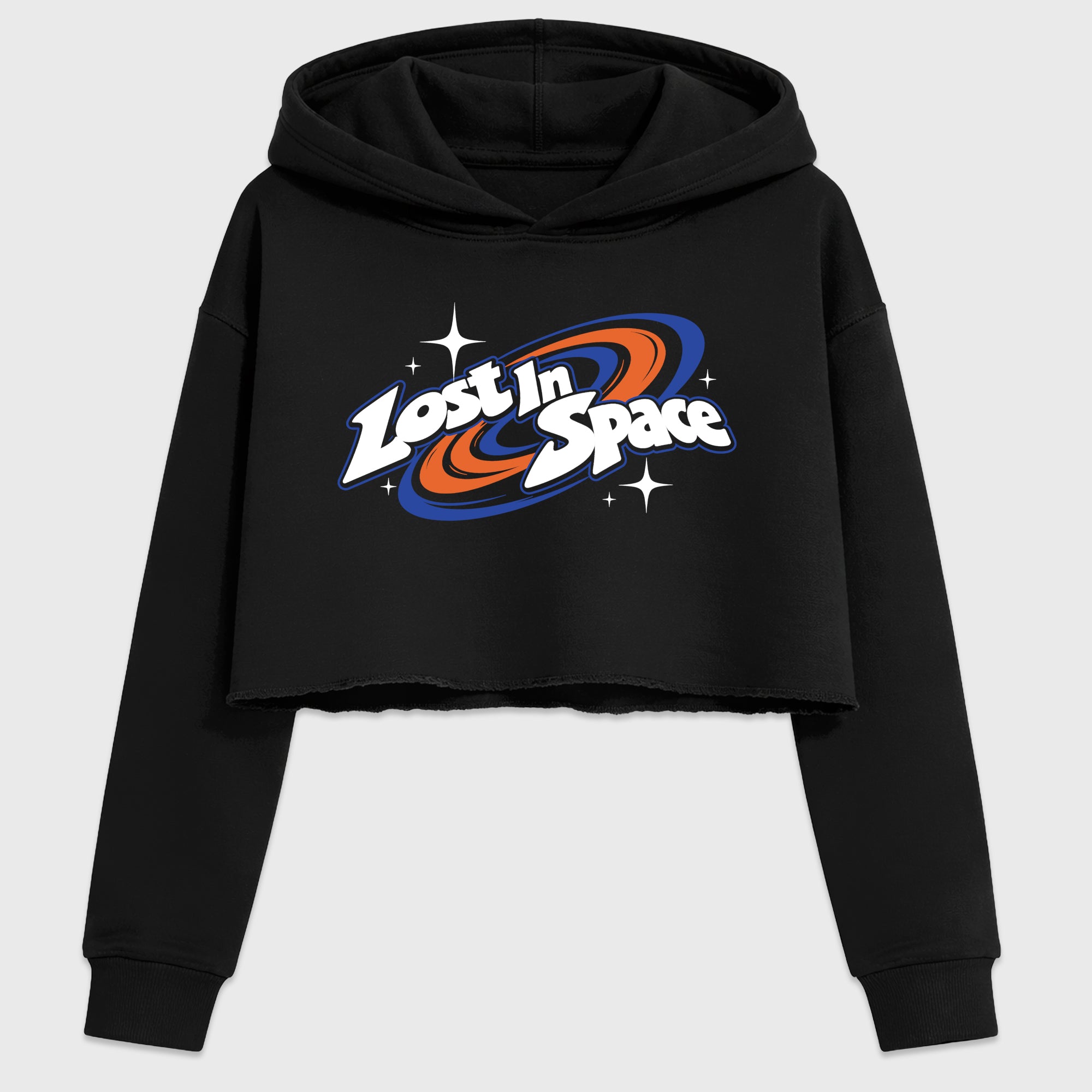 Lost in Space Women’s Graphic Crop Tee featuring original streetwear artwork designed to match the Air Jordan 8 Knicks. Black 2 Crop Tee.