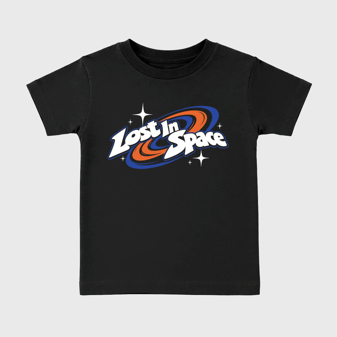 Lost in Space Baby & Kids Graphic T-Shirt featuring original artwork designed to match the Air Jordan 8 Knicks. Black 2 Kids Graphic Tee.