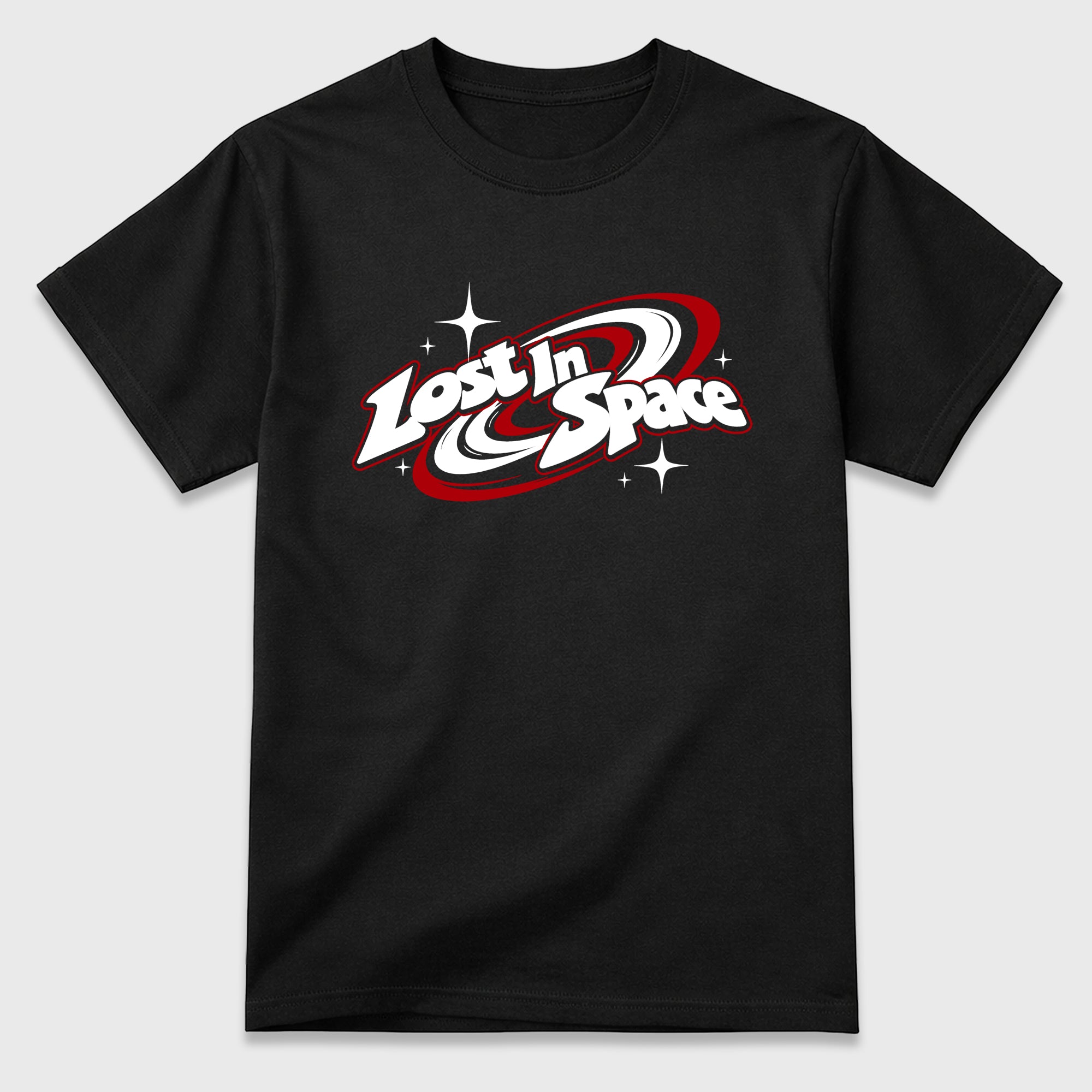 Lost in Space Graphic T-Shirt featuring original streetwear artwork designed to match the Air Jordan 9 True Red. Black 2 Graphic T-Shirt.