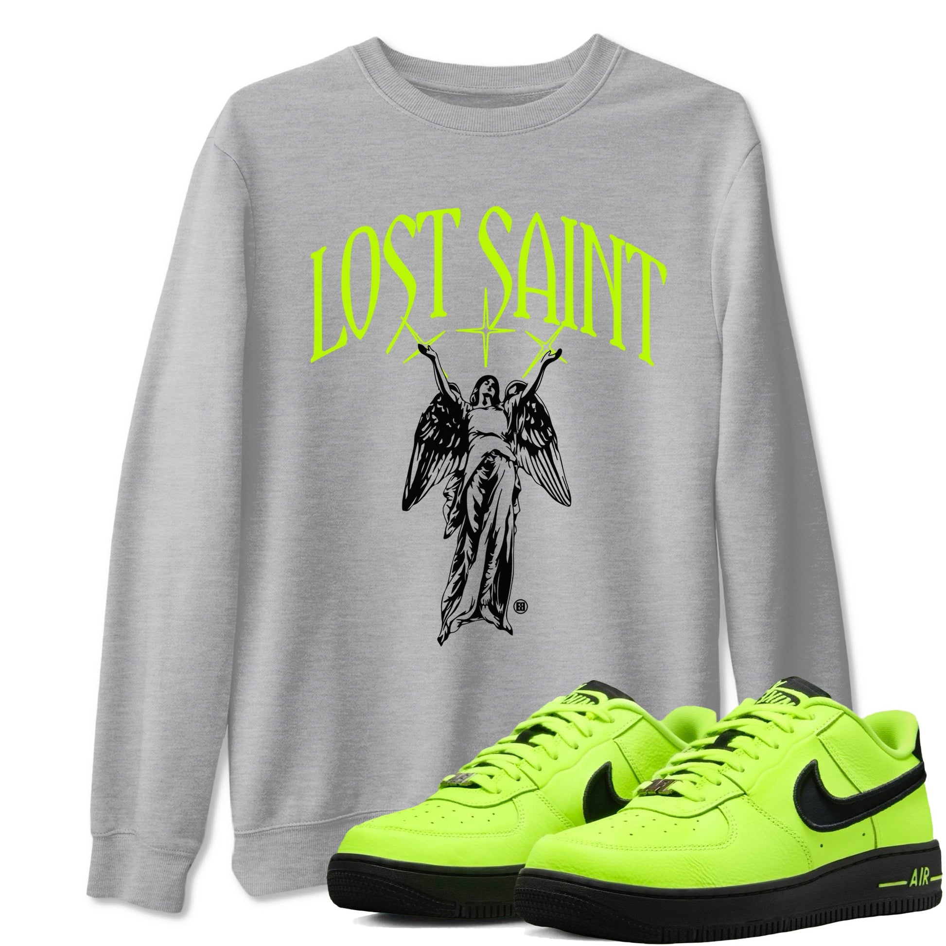 Air Force 1 Volt shirts to match jordans Lost Saint graphic tees Air Force 1 Volt t shirts to match sneakers SNRT Sneaker Tees unisex cotton Heather Grey 1 shirts