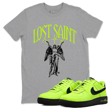 Air Force 1 Volt shirts to match jordans Lost Saint graphic tees Air Force 1 Volt t shirts to match sneakers SNRT Sneaker Tees unisex cotton Heather Grey 1 shirts