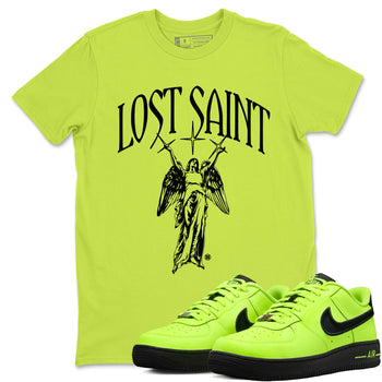 Air Force 1 Volt shirts to match jordans Lost Saint graphic tees Air Force 1 Volt t shirts to match sneakers SNRT Sneaker Tees unisex cotton Safety Green 1 shirts