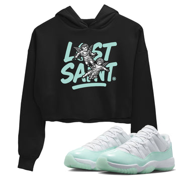 Lost Saint womens crop tee made to vibe with the Air Jordan 11 Igloo sneakers — the perfect match in Black 1.