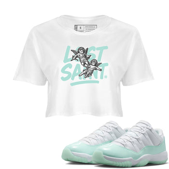 Lost Saint womens crop tee made to vibe with the Air Jordan 11 Igloo sneakers — the perfect match in White 1.