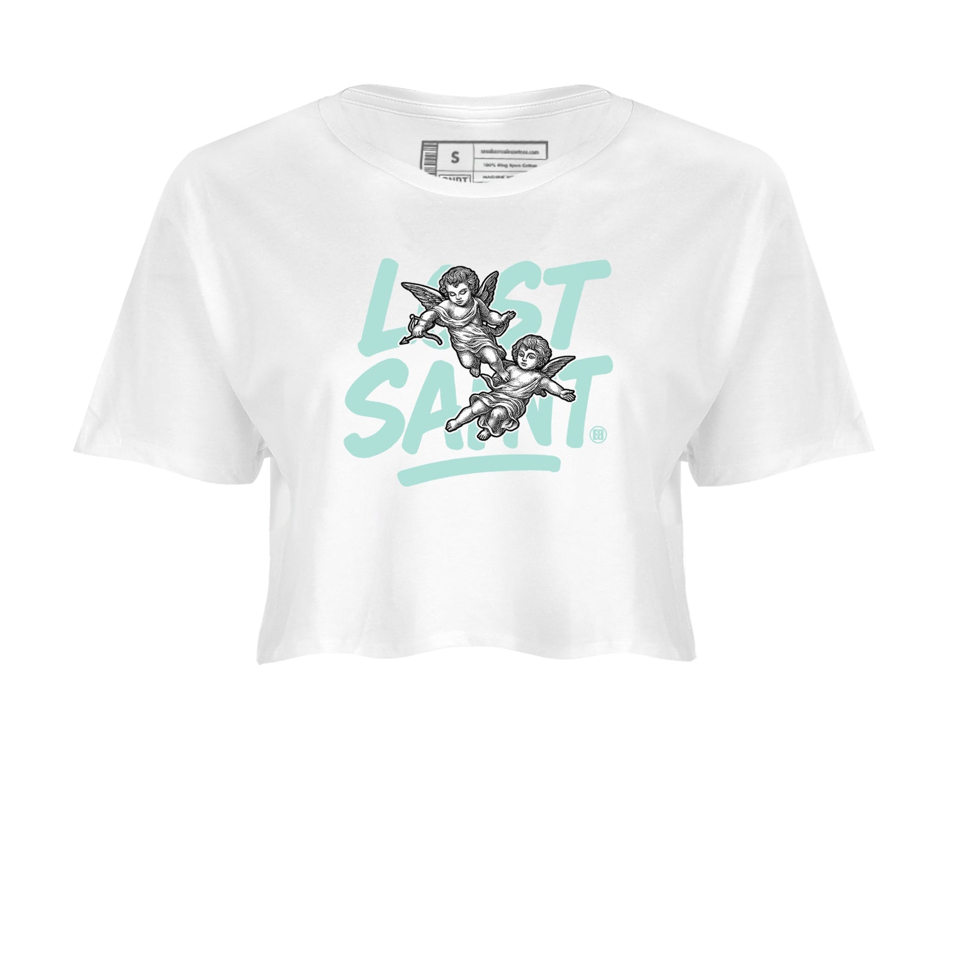 Lost Saint womens crop tee made to vibe with the Air Jordan 11 Igloo sneakers — the perfect match in White 2.